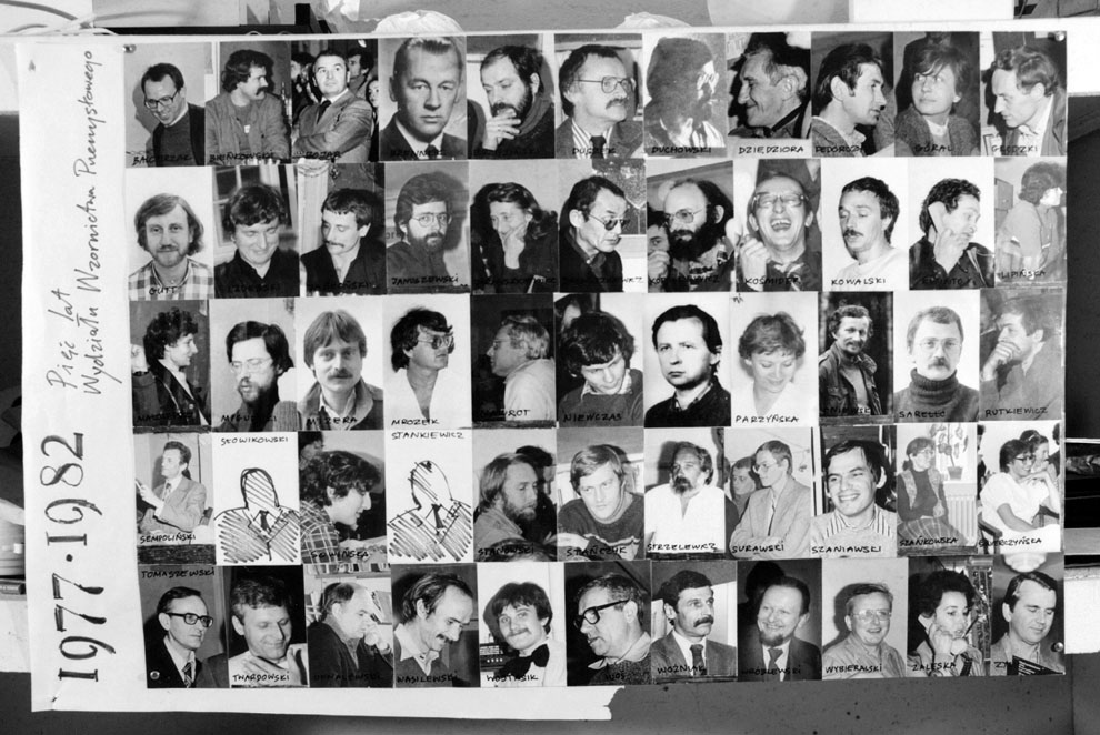 1982. Montaż z okazji 5-lecia Wydziału: ludzie, którzy byli związani z wydziałem autorzy: Elżbieta Parzyńska, Grzegorz Niewczas