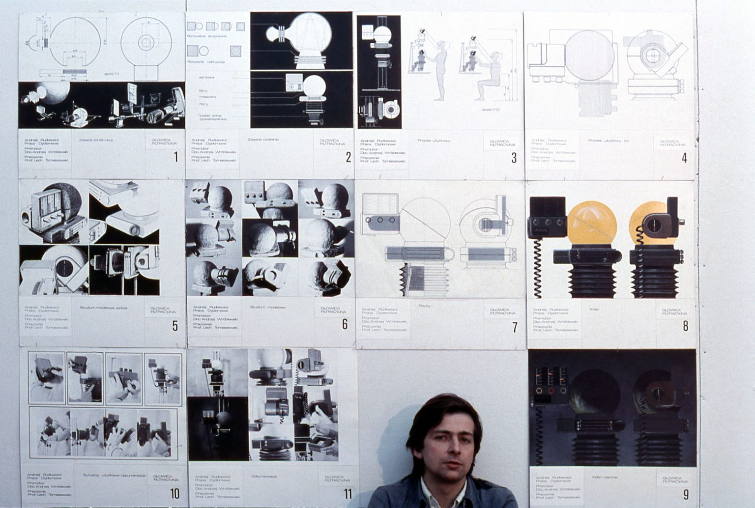kwiecień 1976. Andrzej Rudkiewicz ze swoją pracą dyplomową (Głowica futrezyjna. promotor Andrzej J. Wróblewski) autor zdjęcia nieznany
