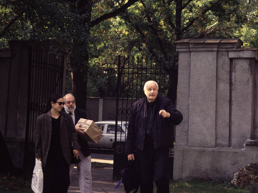 maj 1996. Spotkanie z Jerzym Sołtanem. Jerzy Sołtan, Jola Gola, Grzegorz Strzelewicz, fot. Bogusław Woźniak