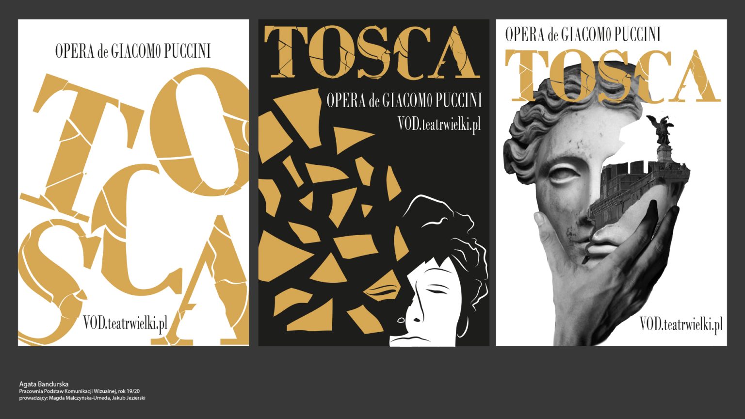 Agata Bandurska „Tosca” plakat typograficzny, graficzny, fotograficzny