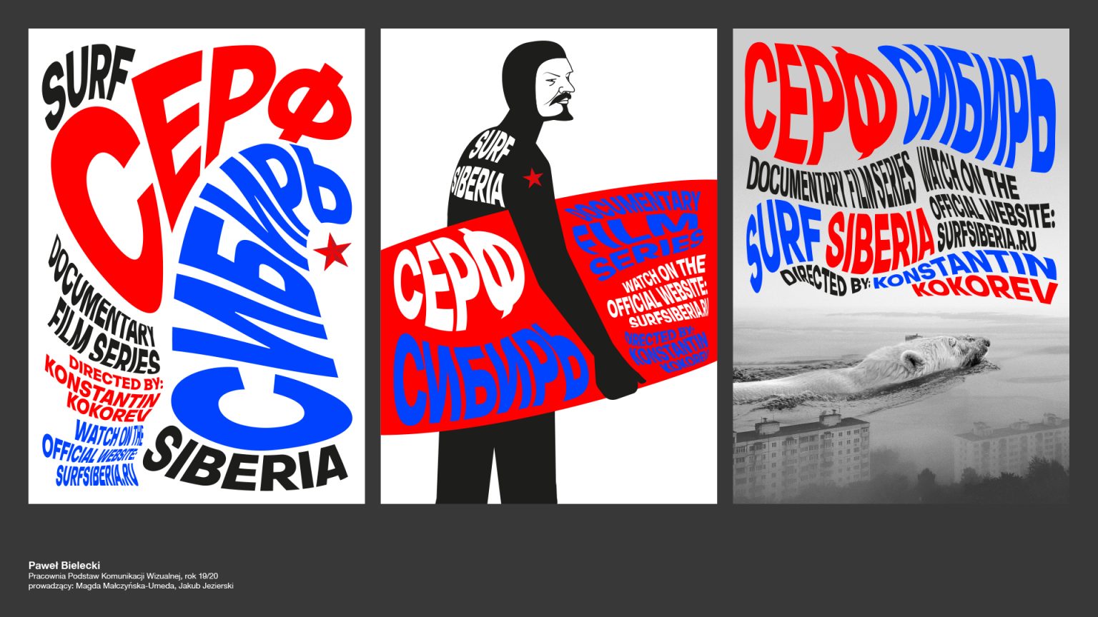 Paweł Bielecki „Surf Siberia” plakat typograficzny, graficzny, fotograficzny