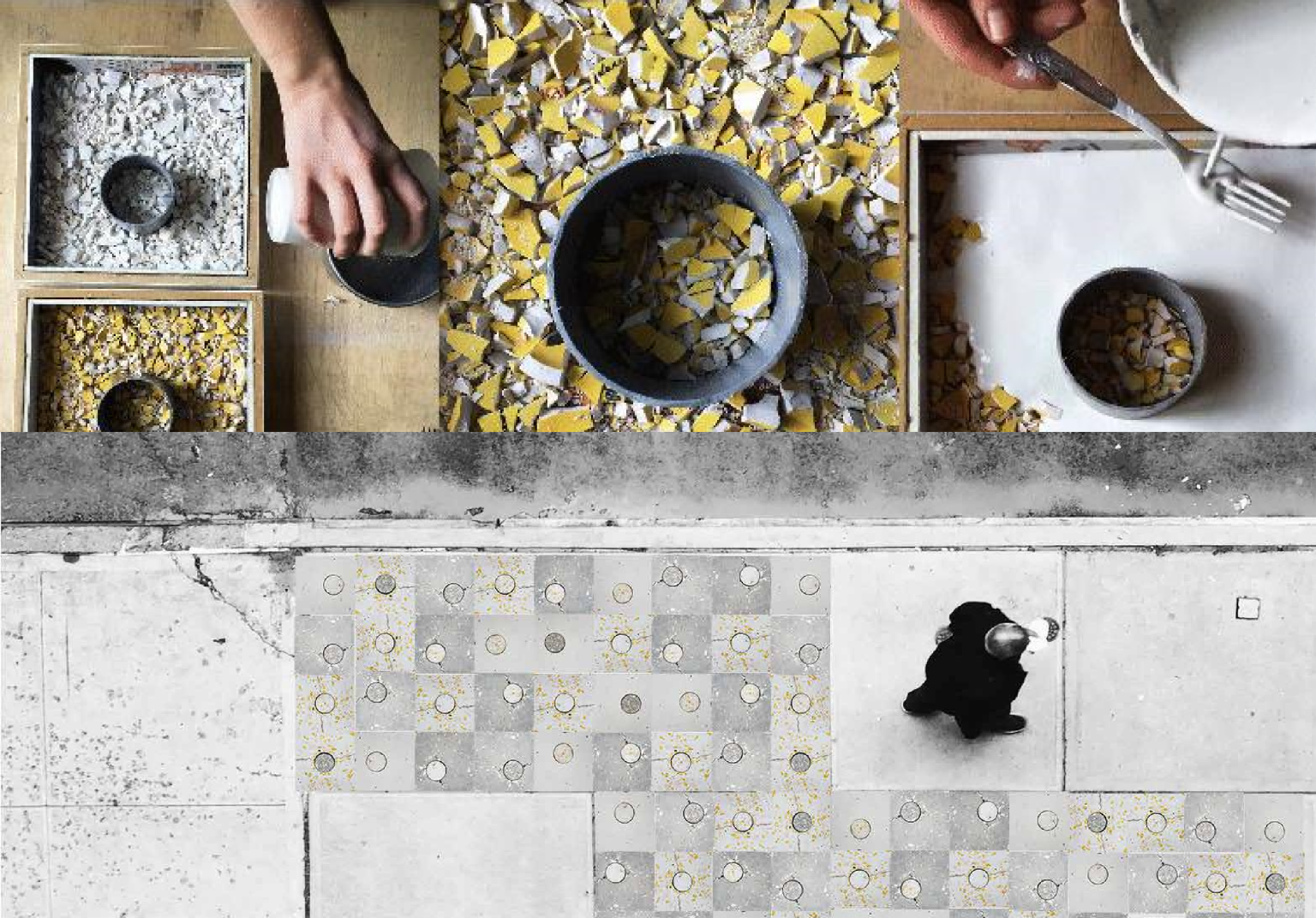 Paving slabs made of recycled ceramic material.  Monika Gościniak, Natalia Kozieł, Anna Stefańska, 2019