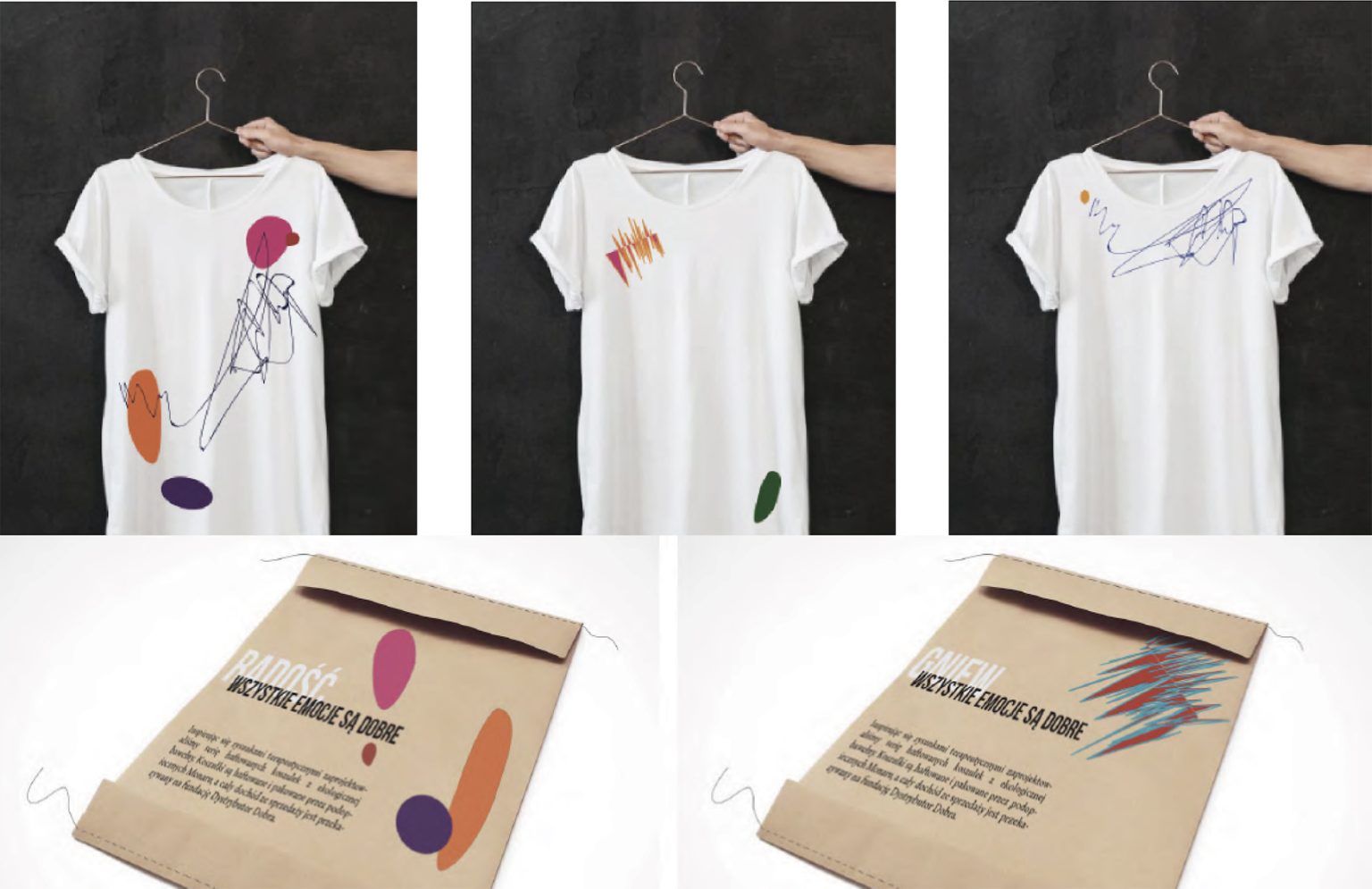 Monar - koszulki haftowane z ilustracjami z terapii. Małgorzata Dąbek, Marek Głogowski, Aleksandra Gos, Michał Niedośpiał. Prowadzący: prof. Michał Stefanowski