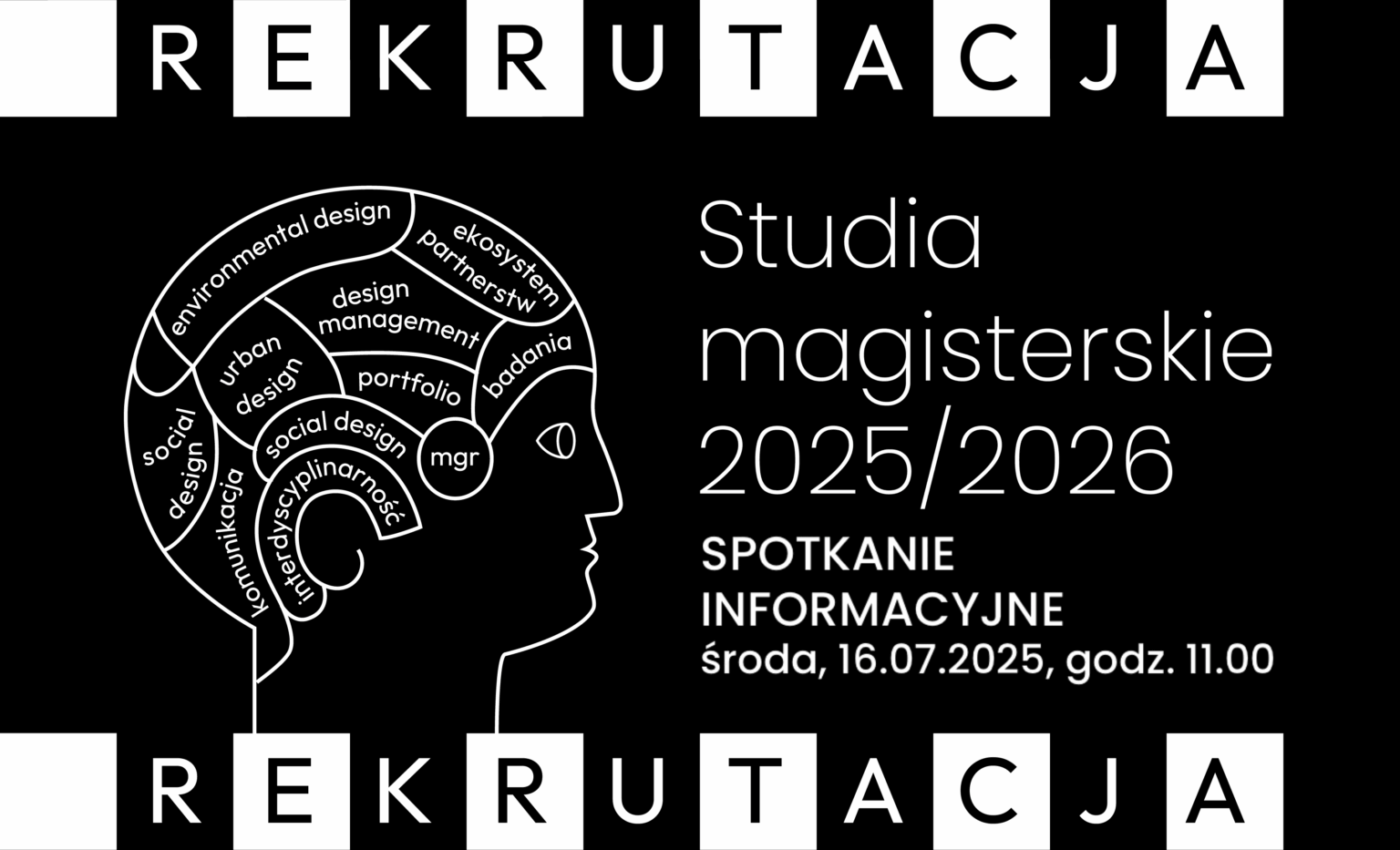 grafika dotycząca spotkania informacyjnego o studiach magisterskich na Wzornictwie