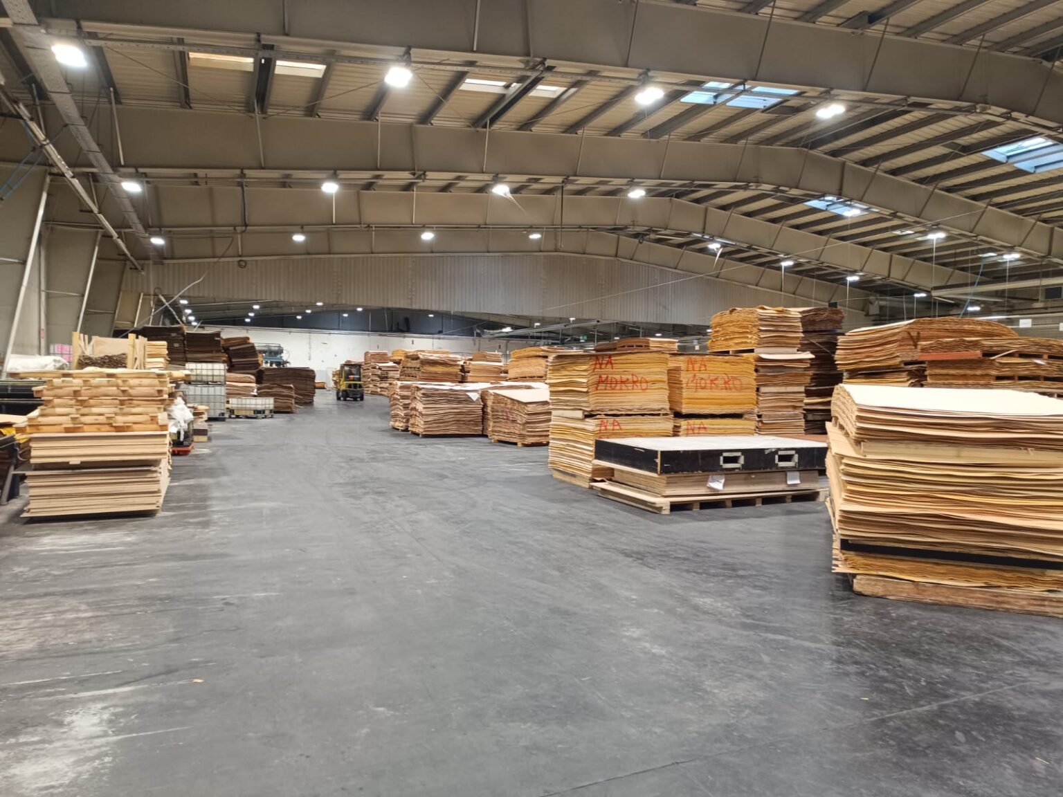 Studentki i studenci Eksperymentalnej Pracowni Drewna w zakładzie produkującym sklejki Paged Plywood w Piszu, fot. Paweł Jasiewicz