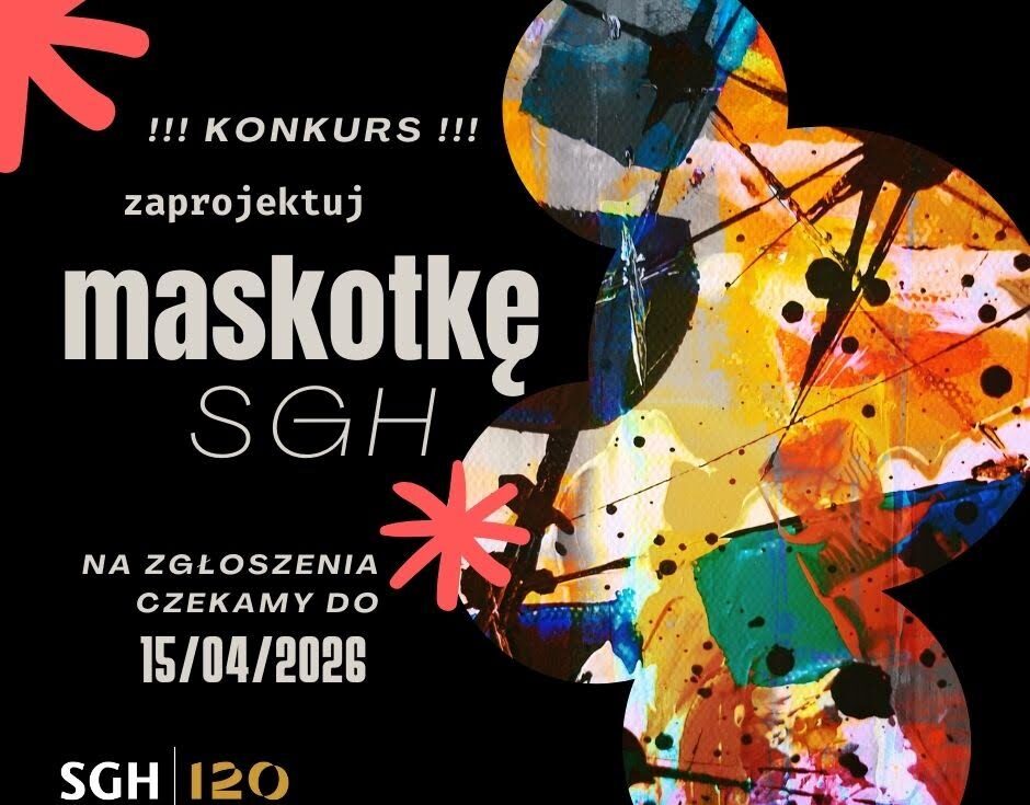 Grafika zapraszająca do udziału w konkursie na maskotkę SGH