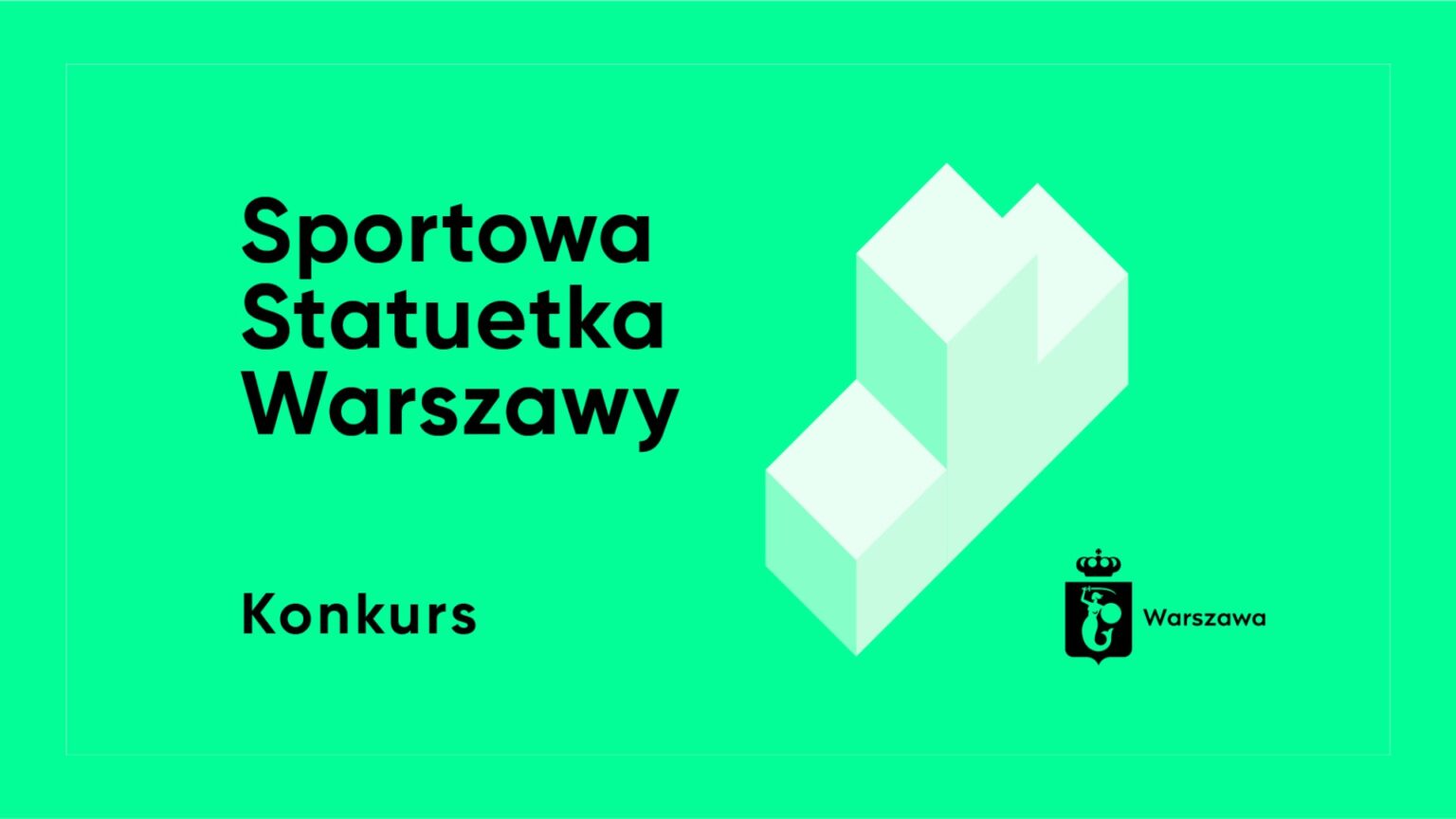 Zielona grafika dotycząca konkursu „Sportowa Statuetka Warszawy”