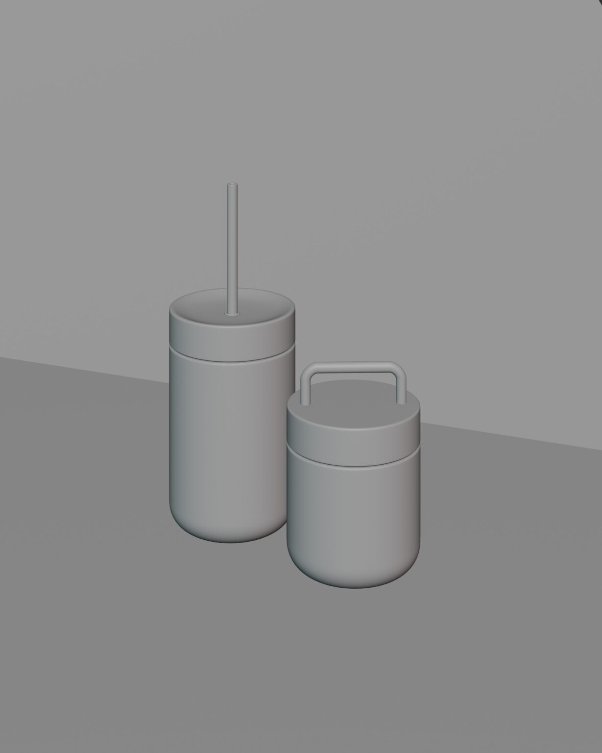 Modele 3D stworzone w programie Blender: pojemniki, bez teksturowania