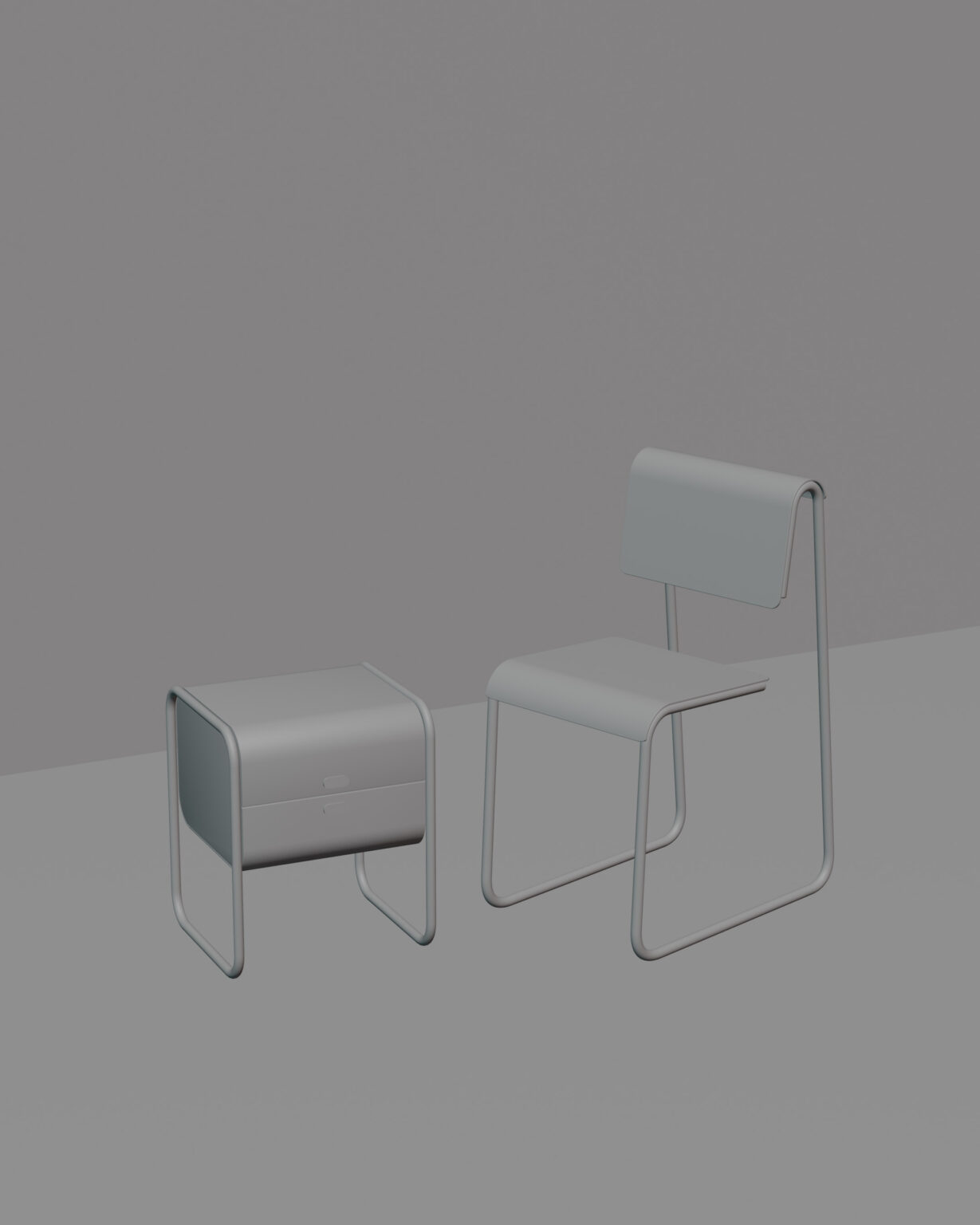 Modele 3D stworzone w programie Blender: meble, bez teksturowania